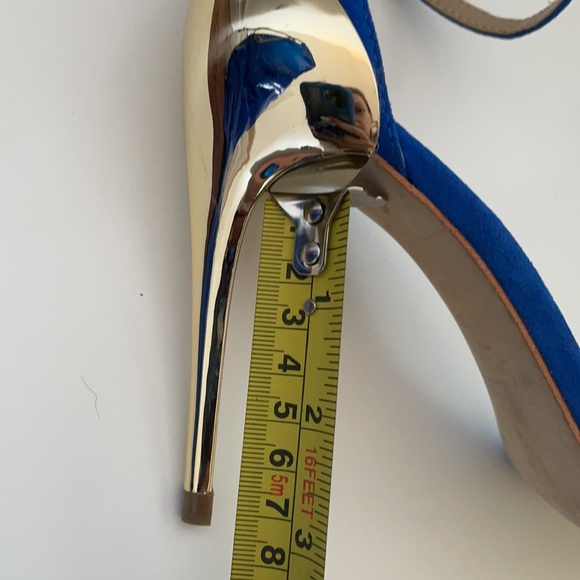 Zara blue strap heels with metallic gold heel size 37 - Picture 4 of 4